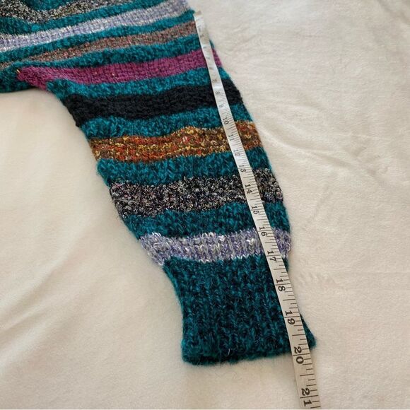 Unique Vintage Jaclyn Smith Embroidered Patchwork Teal Sweater Size Large - Picture 12 of 12